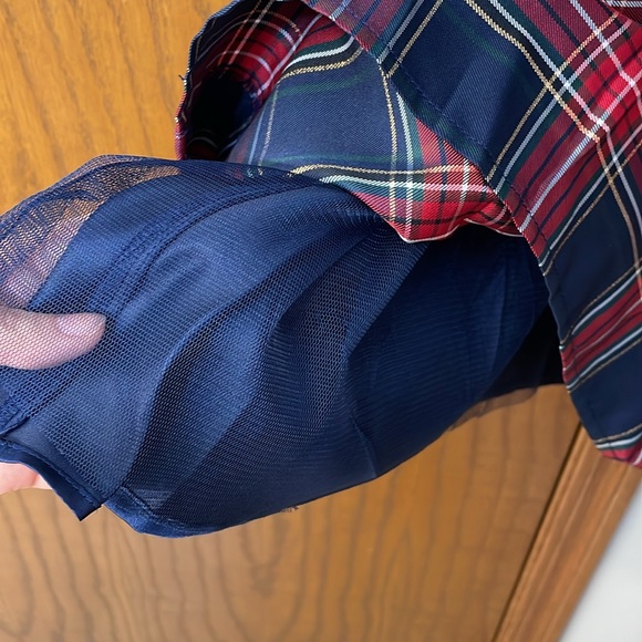 CHILDRENS PLACE UEC Girls Large (10/12) Blue Sequin Holiday Dress Plaid Skirt - Picture 11 of 14